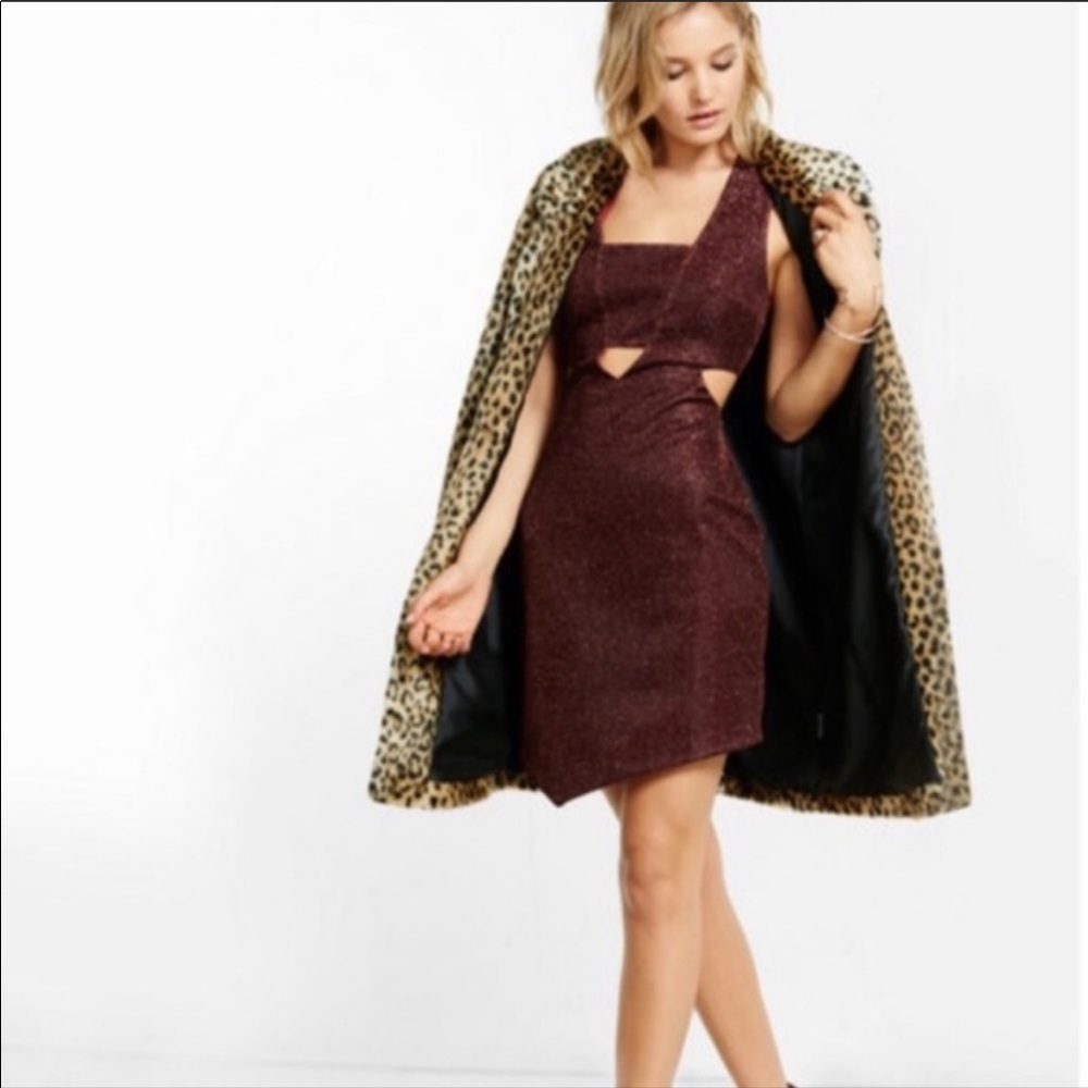 Express Glitter Cut Out Sleeveless Mini Dress